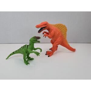 Adventure Force Dinosaur Figure Orange Spinosaurus Toy 2006 & Velociraptor 2009